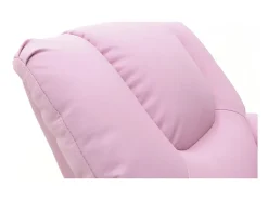 Mini poltrona reclinável ITCHI com elevação manual, material em PU na cor rosa, ideal para uma sala confortável.