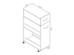 Mobiliário de cozinha servindo carrinho Tusal Livro A. 85 x L. 25 x P. 50 cm