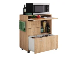 Mobiliário de cozinha servindo carrinho Kicha Sonoma Oak A. 86 x L. 70 x P. 40 cm