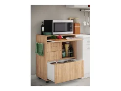 Mobiliário de cozinha servindo carrinho Kicha Sonoma Oak A. 86 x L. 70 x P. 40 cm