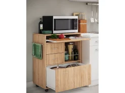 Mobiliário de cozinha servindo carrinho Kicha Sonoma Oak A. 86 x L. 70 x P. 40 cm