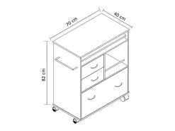 Mobiliário de cozinha servindo carrinho Kicha Sonoma Oak A. 86 x L. 70 x P. 40 cm