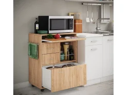 Mobiliário de cozinha servindo carrinho Kicha Sonoma Oak A. 86 x L. 70 x P. 40 cm