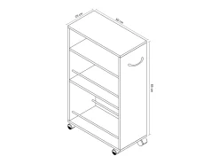 Mobiliário de cozinha servindo carrinho Tusal Livro A. 85 x L. 25 x P. 50 cm