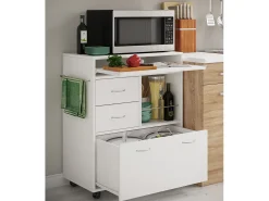 Mobiliário de cozinha servindo carrinho Kicha Branco A. 86 x L. 70 x P. 40 cm