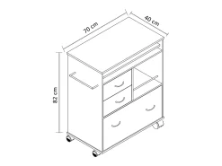 Mobiliário de cozinha servindo carrinho Kicha Branco A. 86 x L. 70 x P. 40 cm