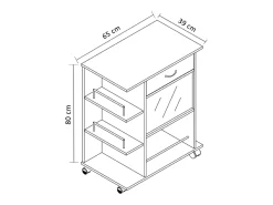 Mobiliário de cozinha servindo carrinho Pocis Livro A. 80 x L. 65 x P. 39 cm