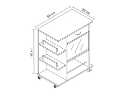 Mobiliário de cozinha servindo carrinho Pocis Livro A. 80 x L. 65 x P. 39 cm
