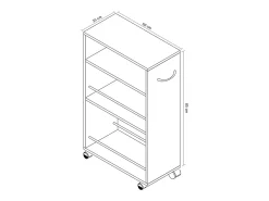 Mobiliário de cozinha servindo carrinho Tusal Sonoma Oak A. 85 x L. 25 x P. 50 cm