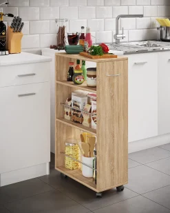 Mobiliário de cozinha servindo carrinho Tusal Sonoma Oak A. 85 x L. 25 x P. 50 cm