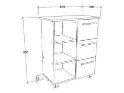 Mobiliário de cozinha servindo carrinho Esilo Branco/antracite A. 85 x L. 68 x P. 38 cm