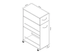Mobiliário de cozinha servindo carrinho Tusal Branco A. 85 x L. 25 x P. 50 cm