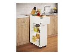Mobiliário de cozinha servindo carrinho Tusal Branco A. 85 x L. 25 x P. 50 cm