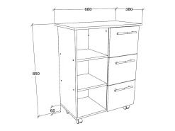 Mobiliário de cozinha servindo carrinho Esilo Branco/carvalho Sonoma A. 85 x L. 68 x P. 38 cm