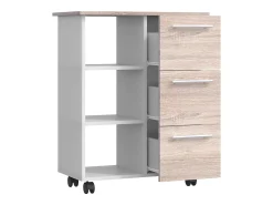Mobiliário de cozinha servindo carrinho Esilo Branco/carvalho Sonoma A. 85 x L. 68 x P. 38 cm