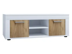 Mobiliário de TV VCM | 4 pcs. Parede viva com espaço de armazenamento suficiente | Armário de TV | Parede montada – Usilo L (Branco / Carvalho de mel)