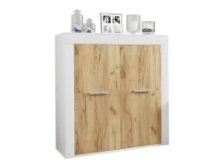 Mobiliário de TV VCM | 4 pcs. Parede viva com espaço de armazenamento suficiente | Armário de TV | Parede montada – Usilo XL (Branco / Carvalho Mel)