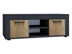 Mobiliário de TV VCM | 4 pcs. Parede viva com espaço de armazenamento suficiente | Armário de TV | Parede montada – Usilo L (antracite / carvalho mel)