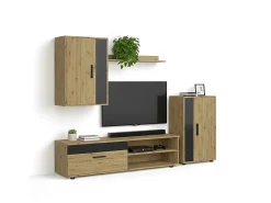 Mobiliário modular de sala de estar Lunet em aplino preto 190 cm