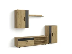 Mobiliário modular de sala de estar Lunet em aplino preto 190 cm