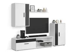 Mobiliário modular para sala de estar Lunet em branco artik preto 190 cm