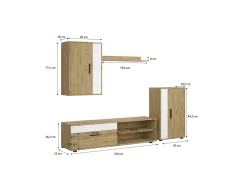 Mobiliário modular para sala de estar Lunet em branco artik aplino 190 cm