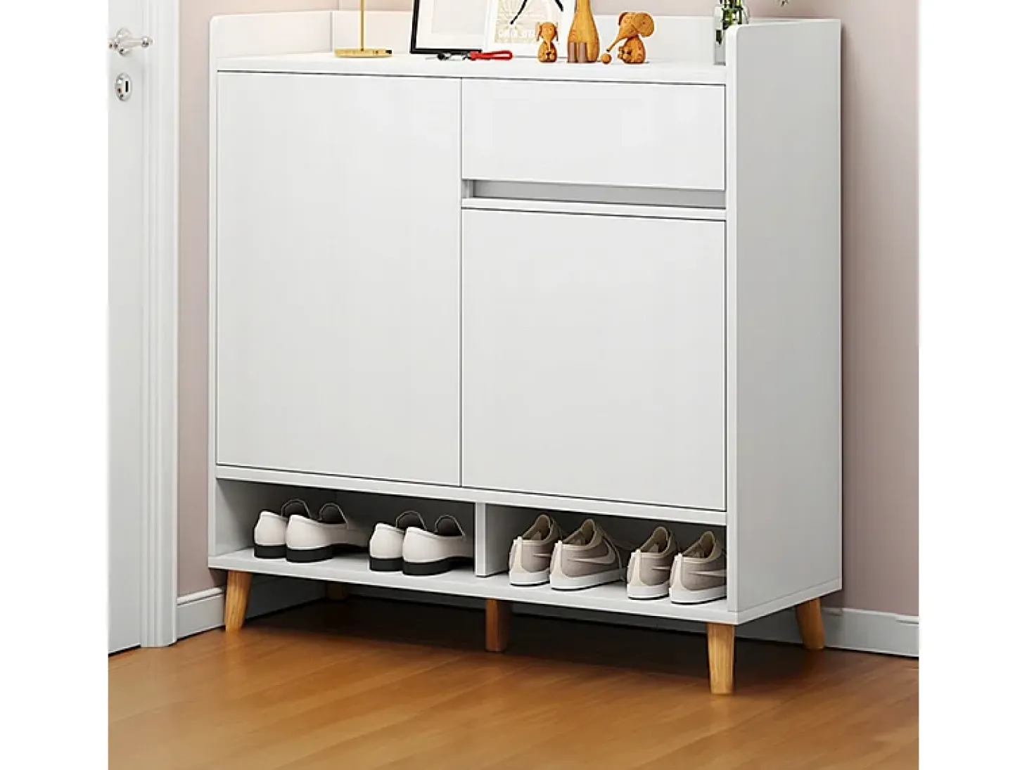 Moderna cômoda branca com muito espaço para sapatos 60 cm com gaveta