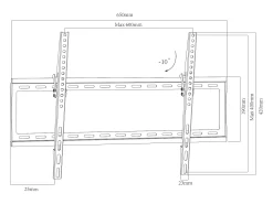 Montagem na parede de TV B-FN preto A. 42 x L. 65 x P. 3 cm