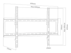 Montagem na parede de TV B-FX600 Preto A. 42 x L. 65 x P. 3 cm