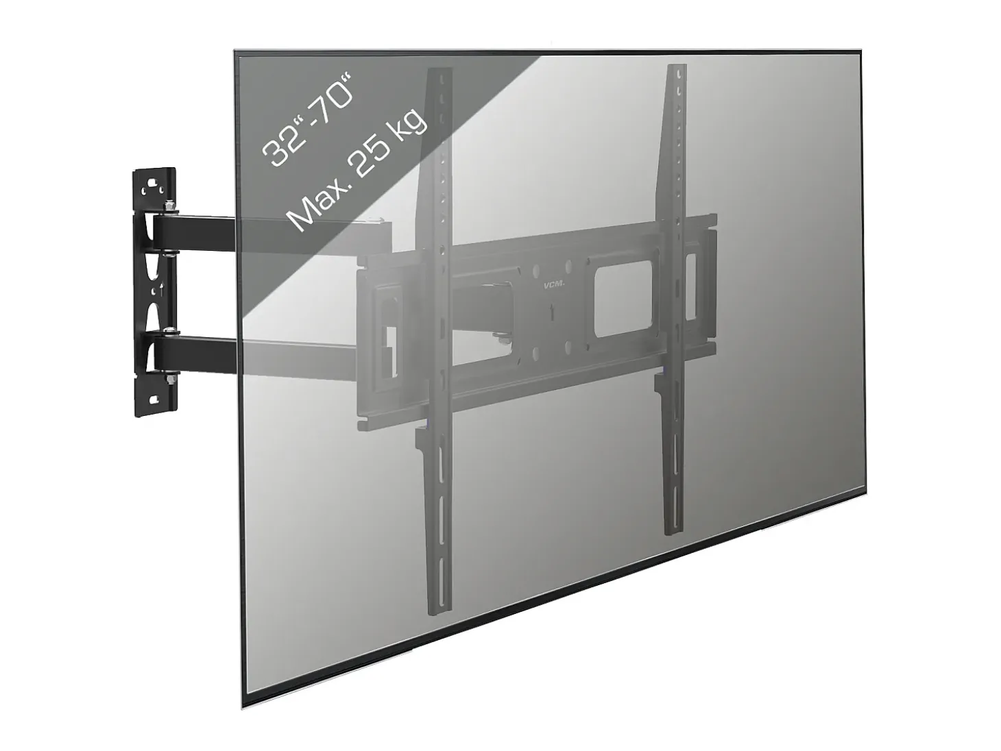 Montagem na parede de TV B-SN600 Preto A. 42 x L. 64 x P. 8 cm