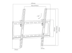 Montagem na parede de TV B-FN Preto A. 42 x L. 45 x P. 3 cm