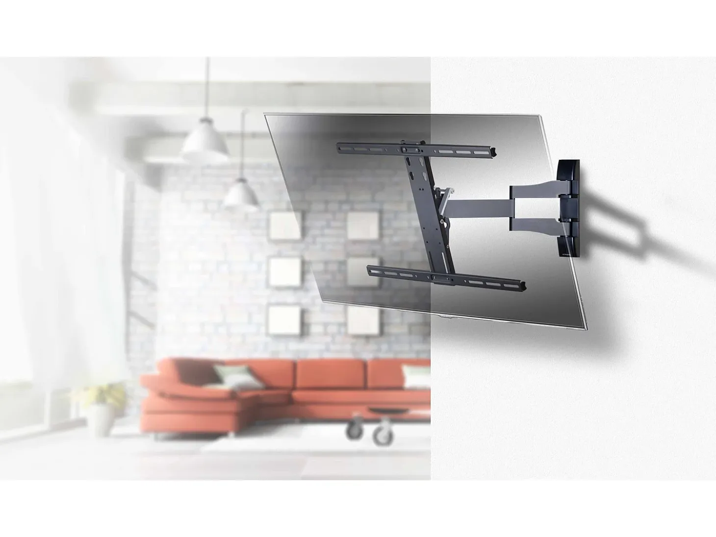 Montagem na parede de TV WS100 Preto A. 40 x L. 50 x P. 4 cm
