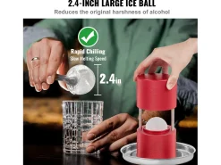 Máquina de Chopp SucceBuy 60 mm, Pressa de Chopp Esferas em Alumínio Redondo para Whisky, Vermelho