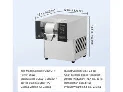 Máquina de Gelo Comercial SucceBuy em Flocos de Neve, 80 kg/24 H em Aço Inoxidável