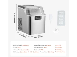 Máquina De Gelo De Bancada SucceBuy, 20.41 kg De Gelo Em 24 Horas, Autolimpante, Com Pá E Cesto