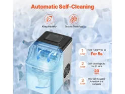 Máquina De Gelo De Bancada SucceBuy, 20.41 kg De Gelo Em 24 Horas, Autolimpante, Com Pá E Cesto