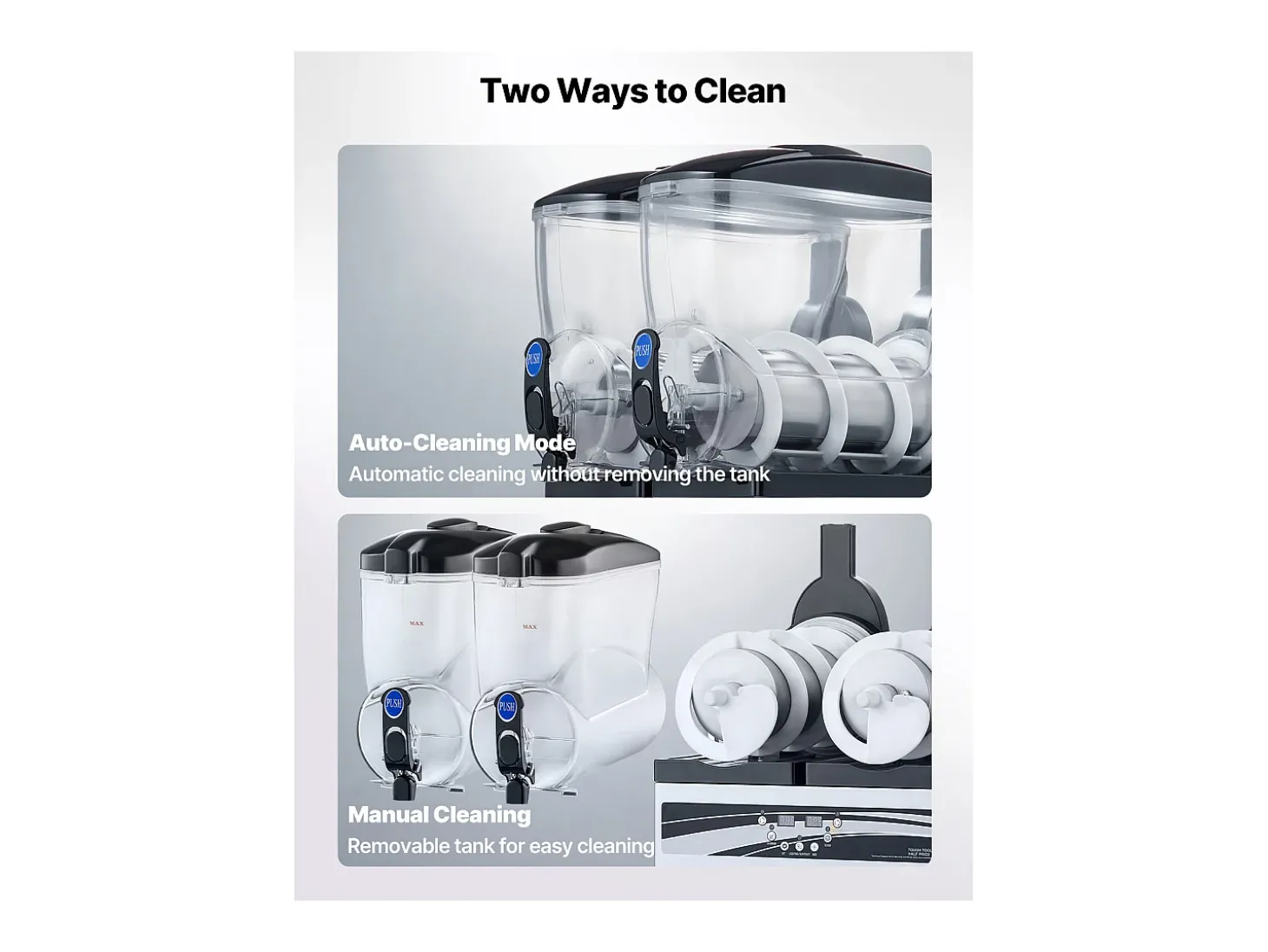Máquina de Granito SucceBuy, 2 Reservatórios de 15 L, Aço Inoxidável, Distribuidor de Bebidas Geladas, para Casa, Restaurantes, Cafés, Bares