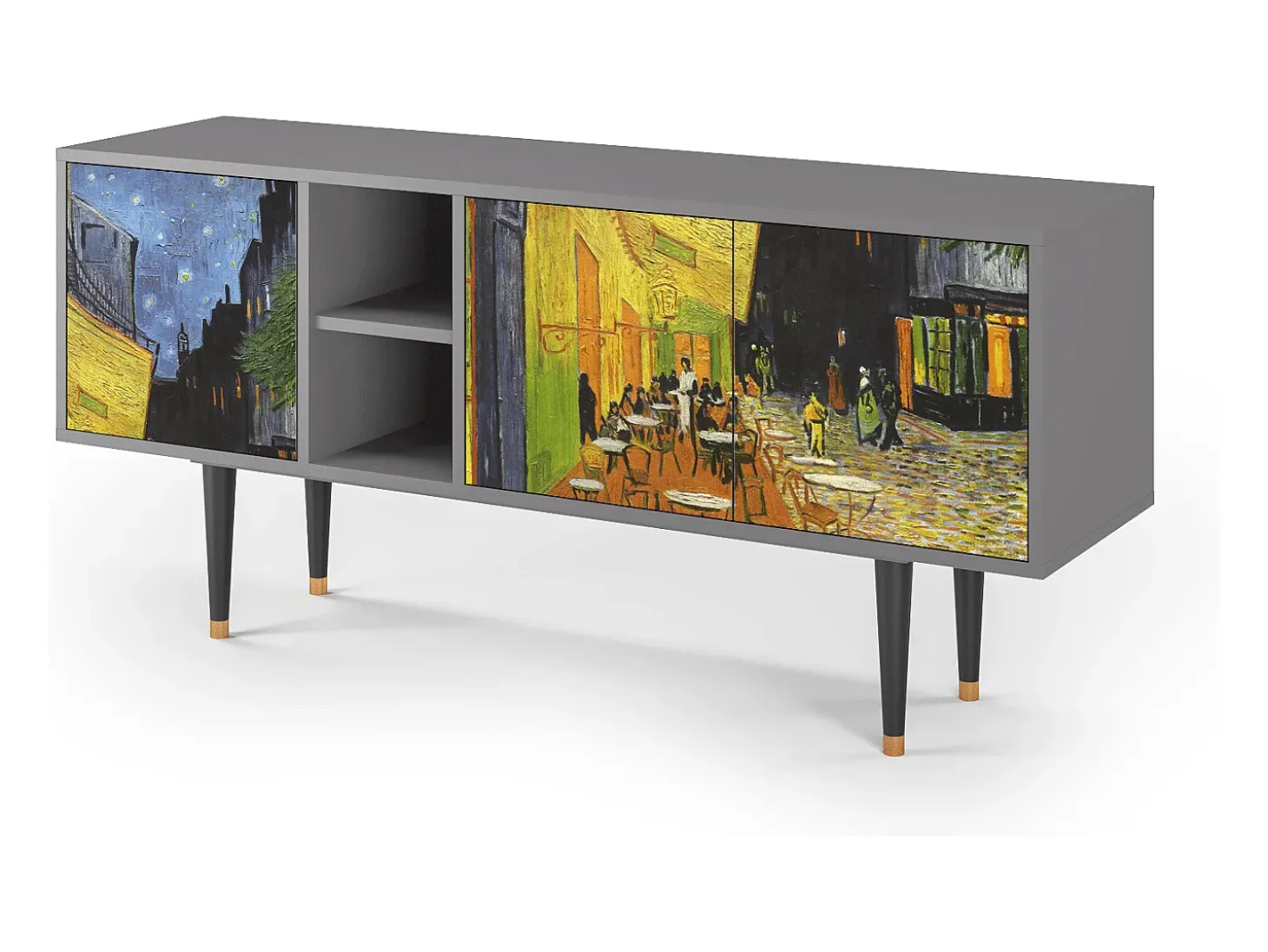 Mueble de TV - 150х69х41 cm - T5 - Café Terrace at Night, Cinza