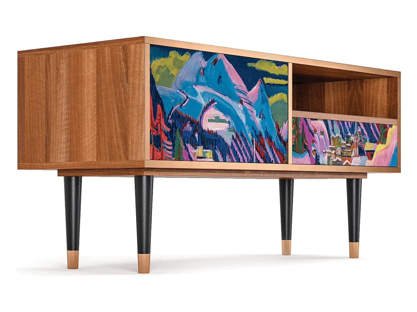 Mueble de TV - 115х59х48 cm - T3 - Davos Winter, Nogueira