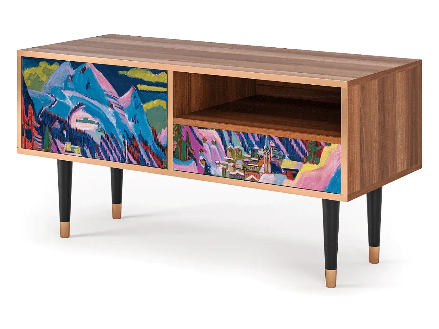 Mueble de TV - 115х59х48 cm - T3 - Davos Winter, Nogueira