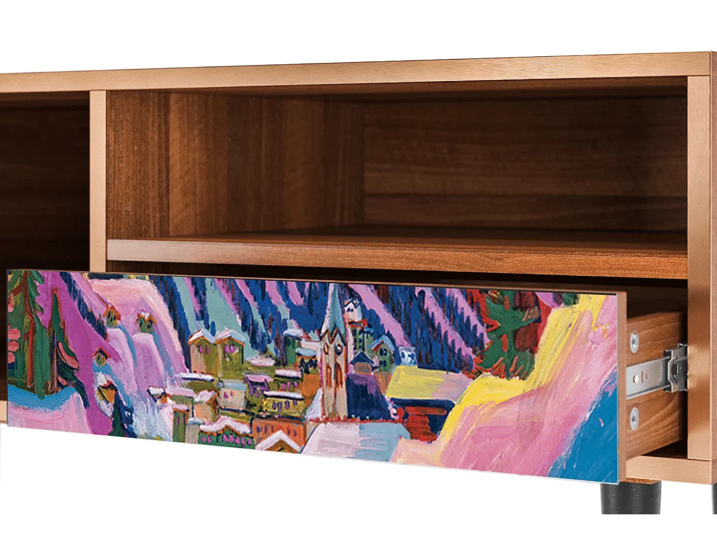 Mueble de TV - 115х59х48 cm - T3 - Davos Winter, Nogueira