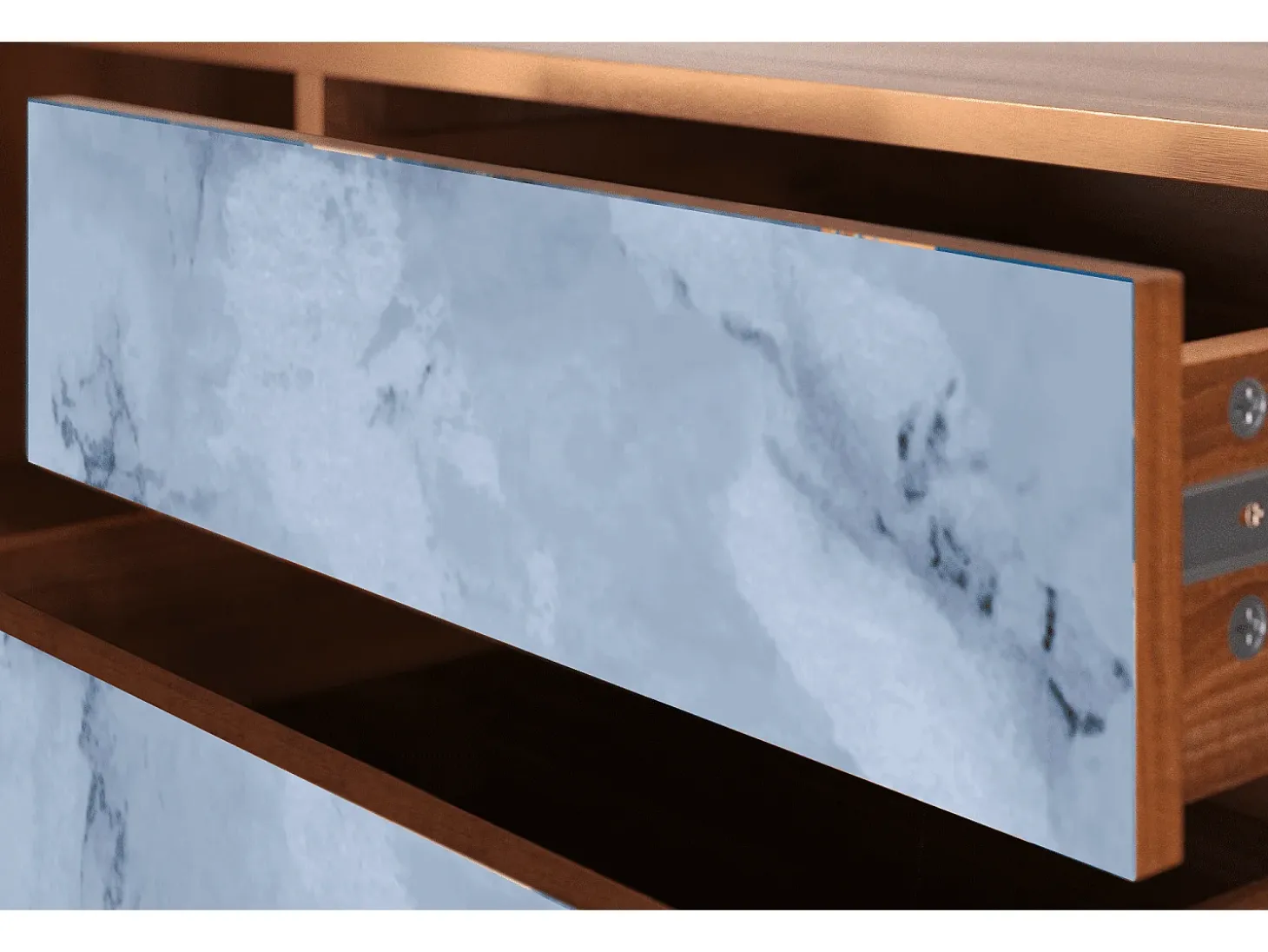 Mueble de TV - 170х59х48 cm - T4 - Feather Ice, Nogueira