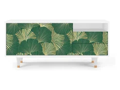 Mueble de TV - 125х56х41 cm - T7 - Gold Ginkgo, Branco