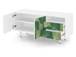 Mueble de TV - 125х56х41 cm - T7 - Gold Ginkgo, Branco