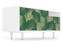 Mueble de TV - 125х56х41 cm - T7 - Gold Ginkgo, Branco