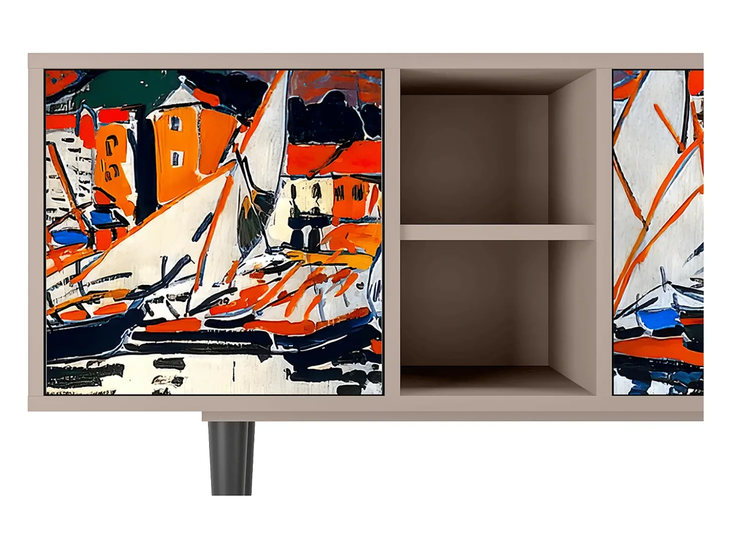 Mueble de TV - 150х69х41 cm - T5 - Le Séchage des voiles , Latte
