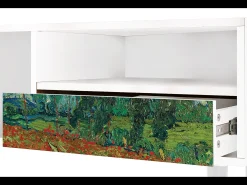 Mueble de TV - 115х59х48 cm - T3 - Poppy field by van Gogh, Branco