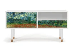Mueble de TV - 115х59х48 cm - T3 - Poppy field by van Gogh, Branco