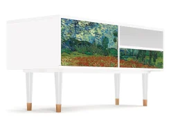 Mueble de TV - 115х59х48 cm - T3 - Poppy field by van Gogh, Branco