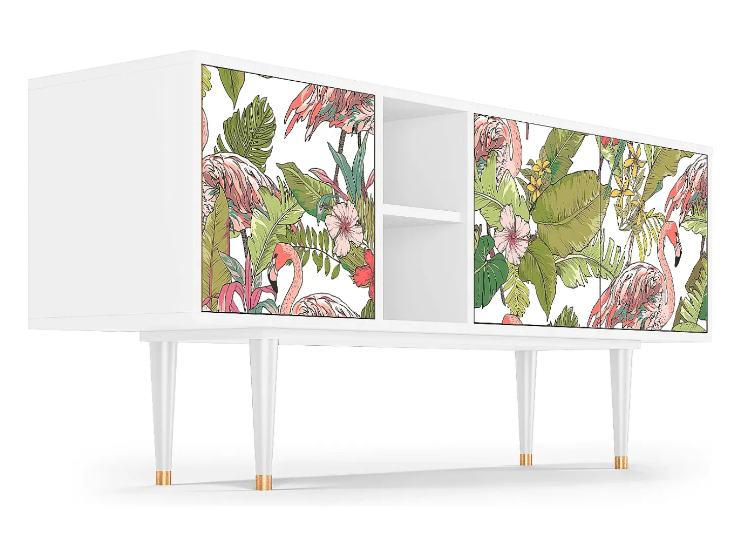 Mueble de TV - 150х69х41 cm - T5 - Sweet Flamingo, Branco